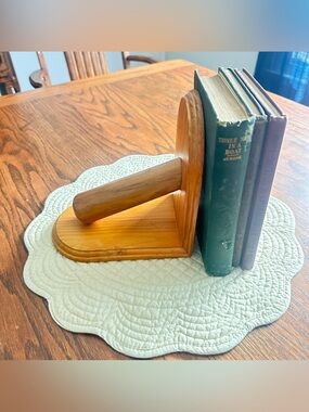 Vintage handmade single wood bookend
